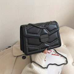 Studded Decor Crossbody Bag Chain Shoulder Bag Women's Flap Square Purses