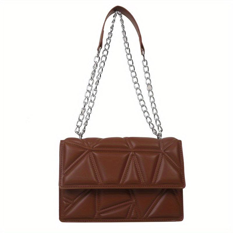 Minimalist Argyle Pattern Square Bag Solid Shoulder Bag
