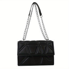 Minimalist Argyle Pattern Square Bag Solid Shoulder Bag