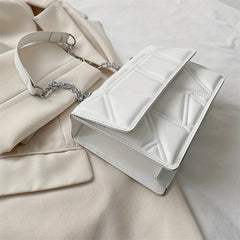 Minimalist Argyle Pattern Square Bag Solid Shoulder Bag