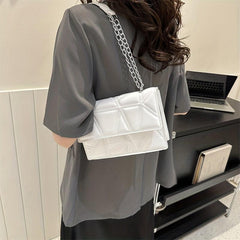 Minimalist Argyle Pattern Square Bag Solid Shoulder Bag