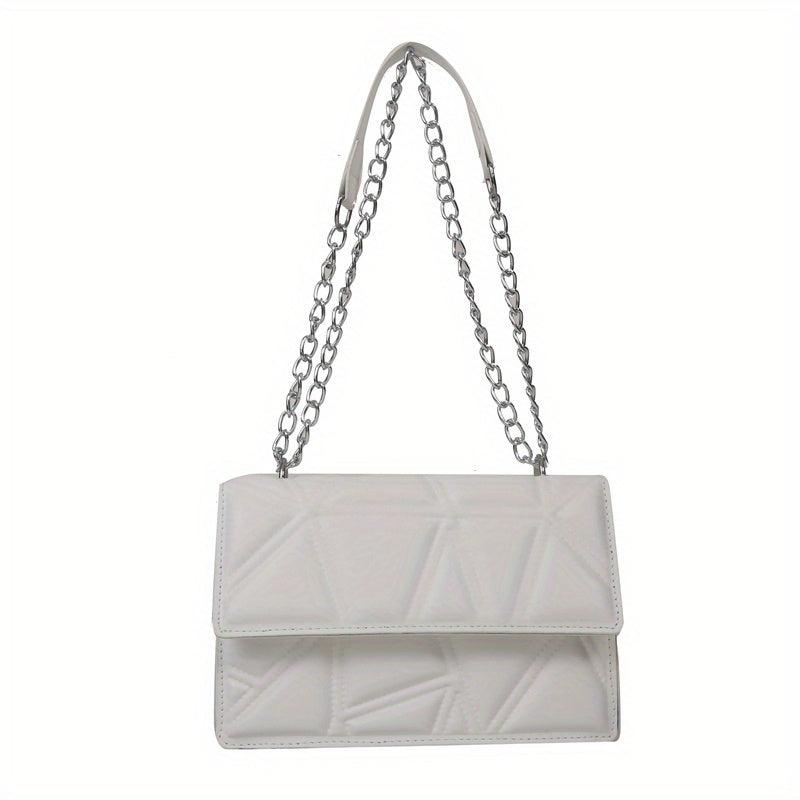 Minimalist Argyle Pattern Square Bag Solid Shoulder Bag