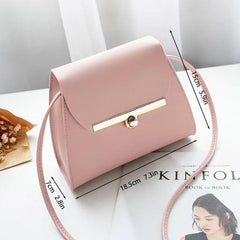 Mini Twist Lock Square Shoulder Bag Metal Decor Flap Crossbody Purse