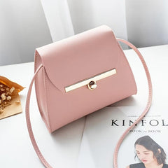 Mini Twist Lock Square Shoulder Bag Metal Decor Flap Crossbody Purse