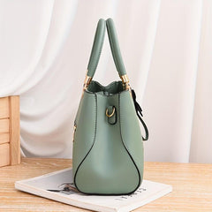 Flower Embroidered Tote Satchel Bag with Pendant