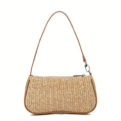 Straw Baguette Bag Woven Shoulder Handbag For Beach Holiday