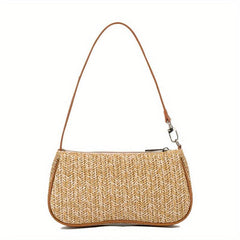 Straw Baguette Bag Woven Shoulder Handbag For Beach Holiday