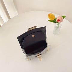 Stylish Mini Rivet Flap Crossbody Bag Clear PU Leather Shoulder Purse & Handbag