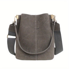 Suede Bucket Bag Crossbody Shoulder Bag Retro Style