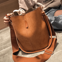 Suede Bucket Bag Crossbody Shoulder Bag Retro Style