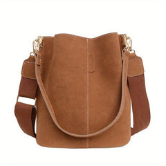 Suede Bucket Bag Crossbody Shoulder Bag Retro Style
