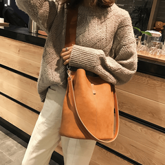 Suede Bucket Bag Crossbody Shoulder Bag Retro Style