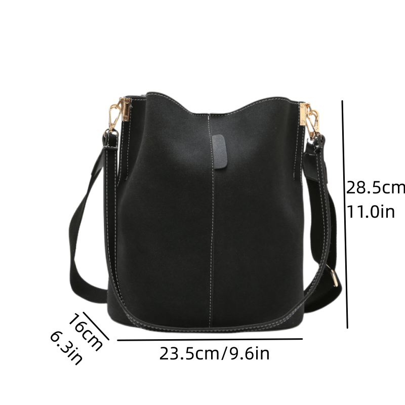 Suede Bucket Bag Crossbody Shoulder Bag Retro Style