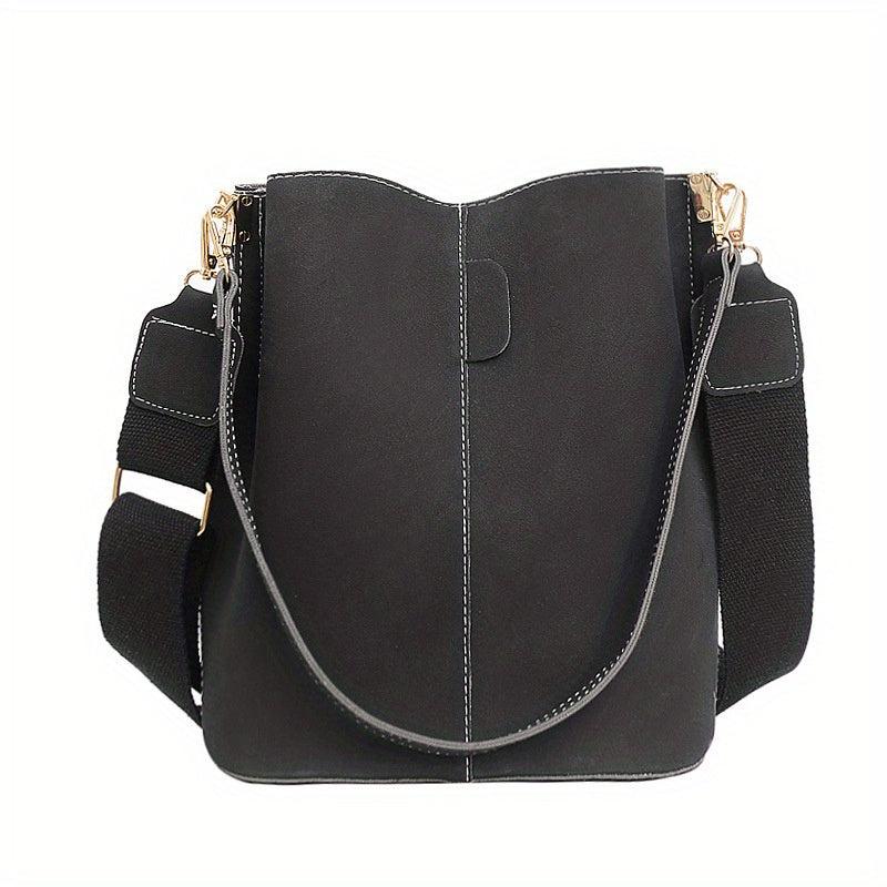 Suede Bucket Bag Crossbody Shoulder Bag Retro Style