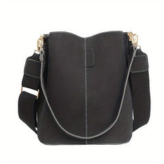 Suede Bucket Bag Crossbody Shoulder Bag Retro Style