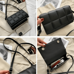 Lattice Pattern Crossbody Flap Bag PU Leather Textured Bag