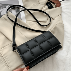 Lattice Pattern Crossbody Flap Bag PU Leather Textured Bag