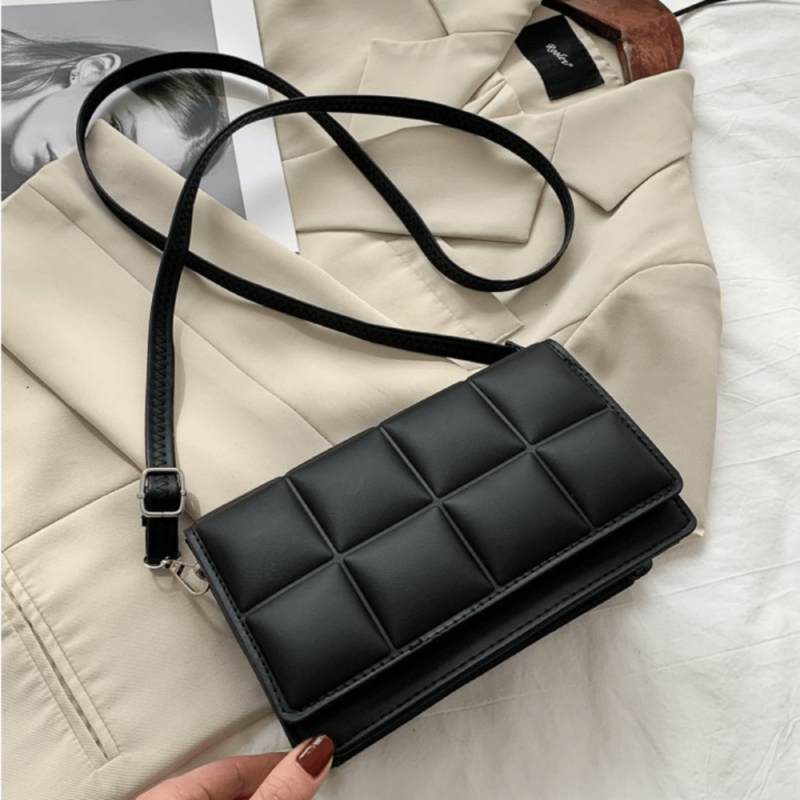 Lattice Pattern Crossbody Flap Bag PU Leather Textured Bag
