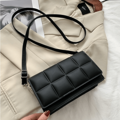Lattice Pattern Crossbody Flap Bag PU Leather Textured Bag