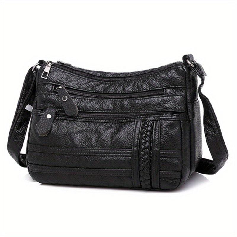 Casual Solid Hobo Bag Zipper Crossbody Purse