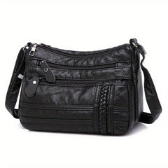 Casual Solid Hobo Bag Zipper Crossbody Purse