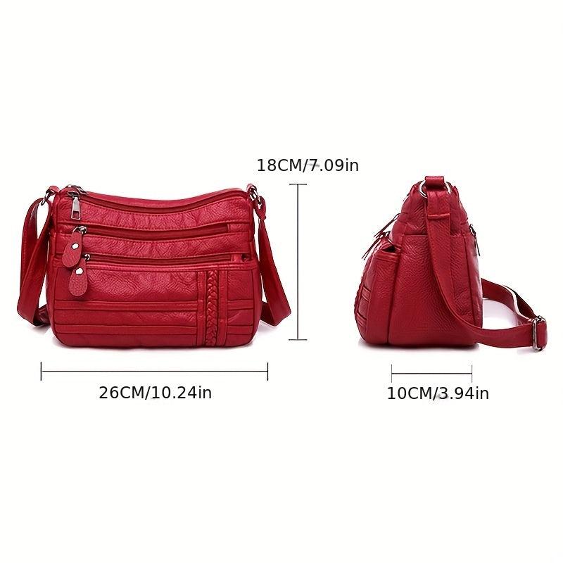 Casual Solid Hobo Bag Zipper Crossbody Purse
