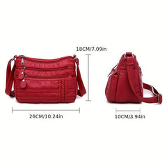 Casual Solid Hobo Bag Zipper Crossbody Purse