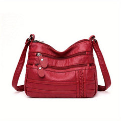 Casual Solid Hobo Bag Zipper Crossbody Purse