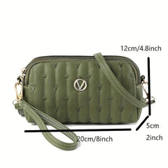 Heart Cartoon Stitching Detail Shoulder Bag Zipper Wristlet Crossbody Bag
