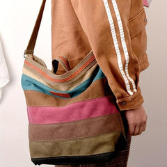 Canvas Top Handle Shoulder Bag Multicolored