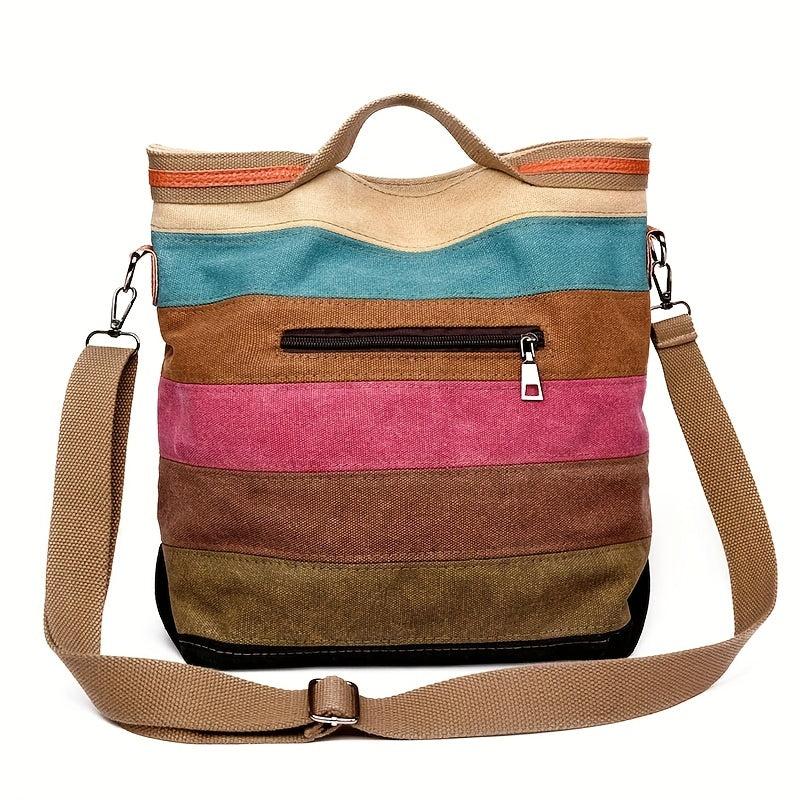 Canvas Top Handle Shoulder Bag Multicolored