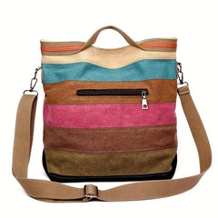 Canvas Top Handle Shoulder Bag Multicolored