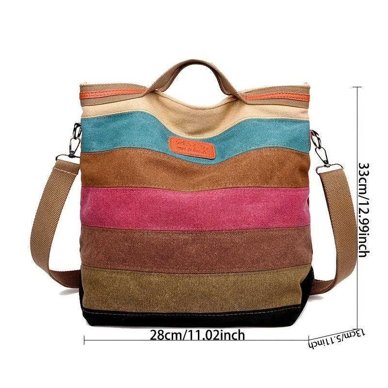 Canvas Top Handle Shoulder Bag Multicolored