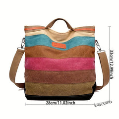 Canvas Top Handle Shoulder Bag Multicolored
