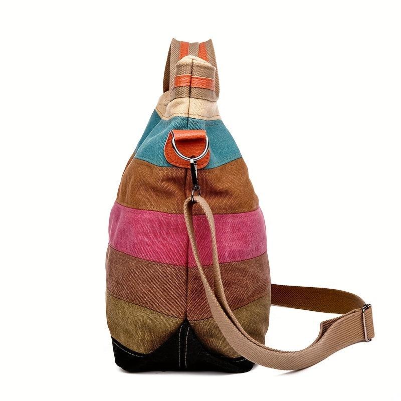 Canvas Top Handle Shoulder Bag Multicolored