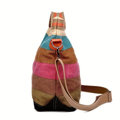 Canvas Top Handle Shoulder Bag Multicolored