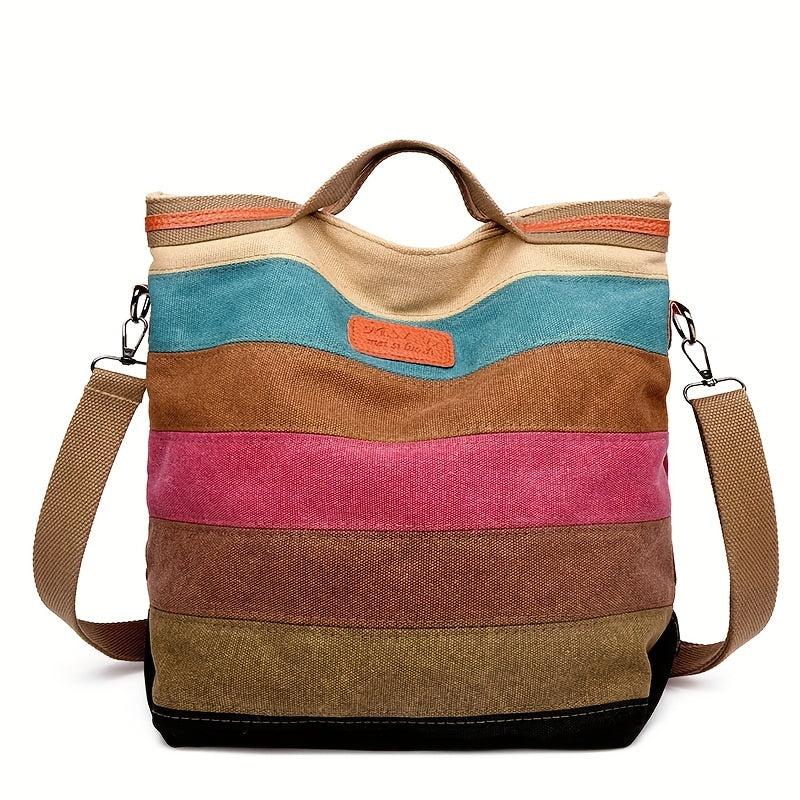 Canvas Top Handle Shoulder Bag Multicolored