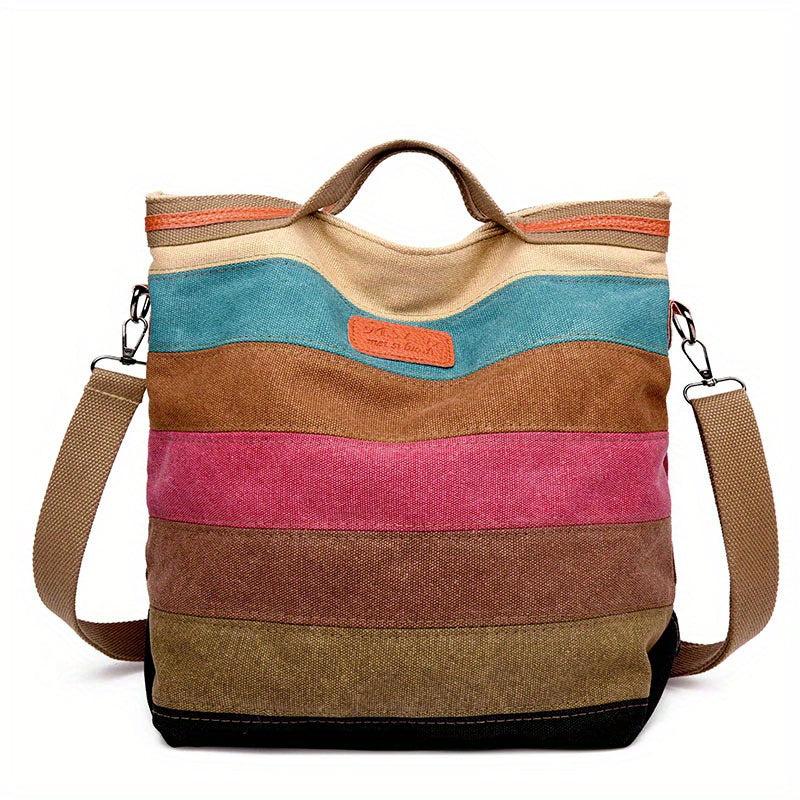 Canvas Top Handle Shoulder Bag Multicolored