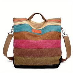 Canvas Top Handle Shoulder Bag Multicolored