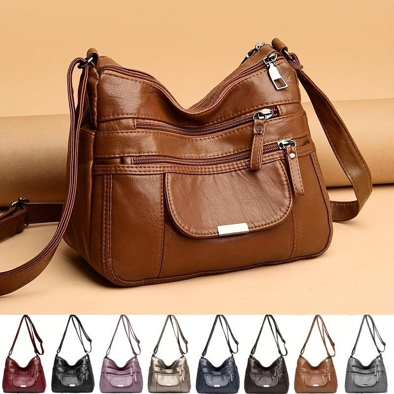Vintage Crossbody Bag Soft PU Leather Shoulder Bag