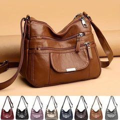 Vintage Crossbody Bag Soft PU Leather Shoulder Bag