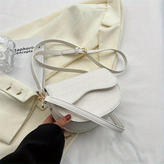 Vintage Stone Embossed Saddle Bag Crossbody Purse