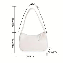 Vintage Solid Shoulder Bag Crescent Handbag Women's Zipper Underarm Bag