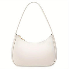 Vintage Solid Shoulder Bag Crescent Handbag Women's Zipper Underarm Bag