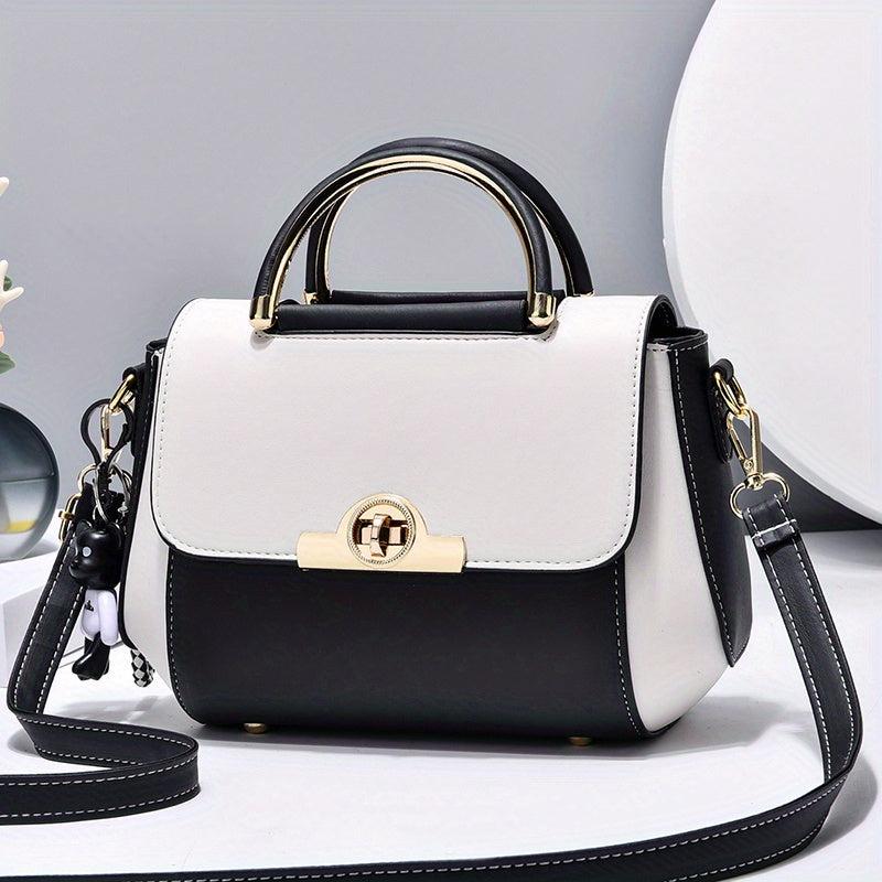 Two Tone Handbag Women's Flap Purse Crossbody Bag