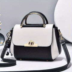 Two Tone Handbag Women's Flap Purse Crossbody Bag