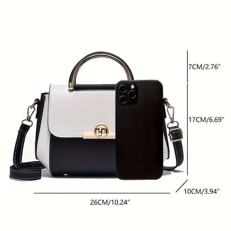 Two Tone Handbag Women's Flap Purse Crossbody Bag