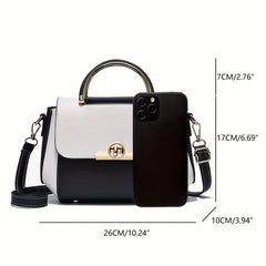 Two Tone Handbag Women's Flap Purse Crossbody Bag