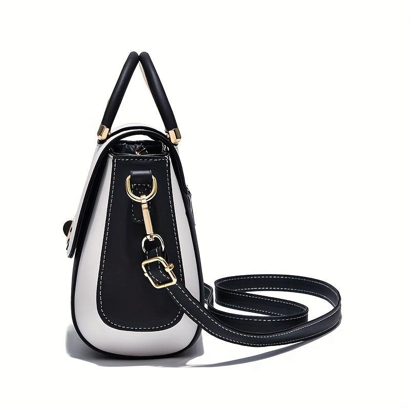 Two Tone Handbag Women's Flap Purse Crossbody Bag