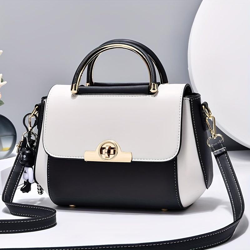 Two Tone Handbag Women's Flap Purse Crossbody Bag